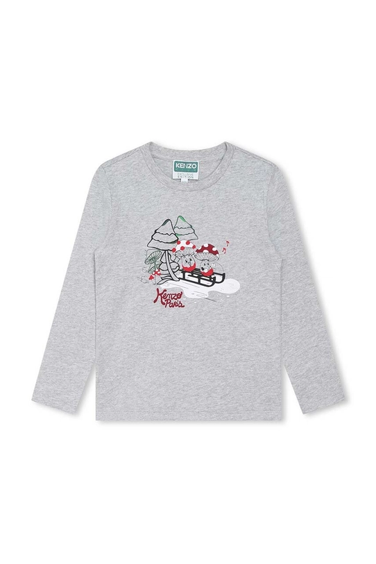 Dětské bavlněné tričko s dlouhým rukávem Kenzo Kids K25886.114.150 šedá AW23