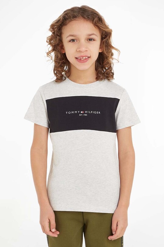 Tommy Hilfiger t-shirt bawełniany dziecięcy nadruk szary KB0KB08552.128.176.9BYX