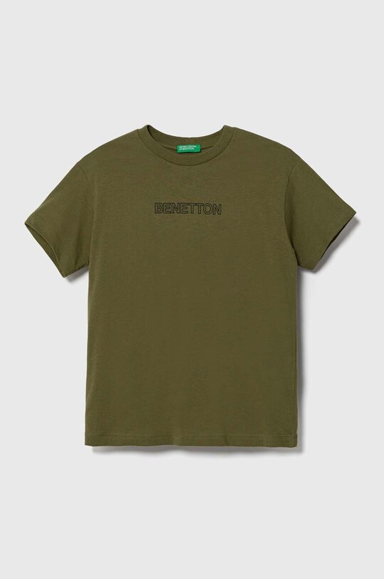 Παιδικό βαμβακερό μπλουζάκι United Colors of Benetton στάμπα πράσινο 3096C10D5.G.SEASONAL
