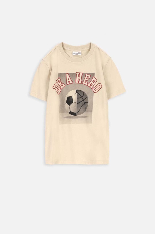 Coccodrillo t-shirt bawełniany dziecięcy nadruk beżowy ZC3143203VBB