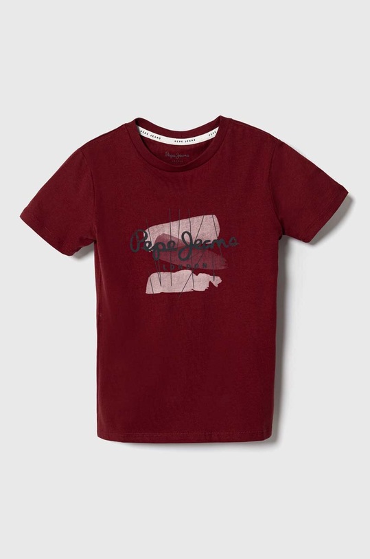 Pepe Jeans tricou de bumbac pentru copii print burgundia PB503732
