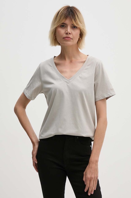 Bavlněné tričko Calvin Klein hladký béžová K20K205338