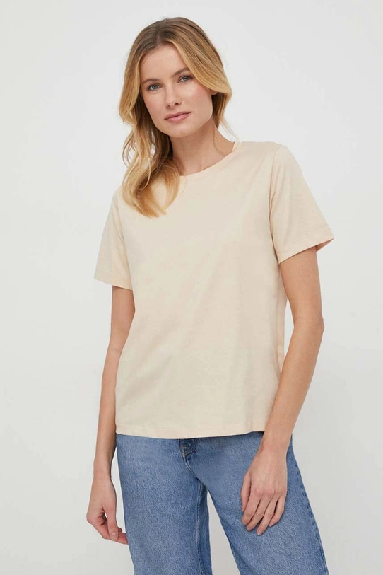 Calvin Klein t-shirt bawełniany bawełna beżowy K20K205410