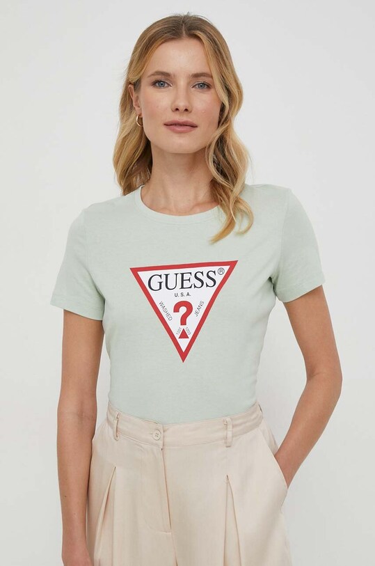 Бавовняна футболка Guess W1YI1B.I3Z14 зелений SS25