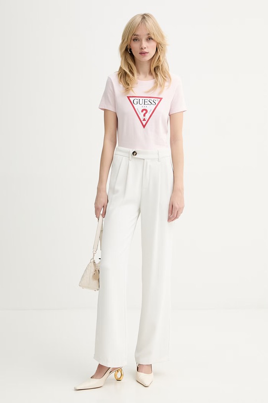 Guess t-shirt bawełniany W1YI1B.I3Z14 różowy SS26