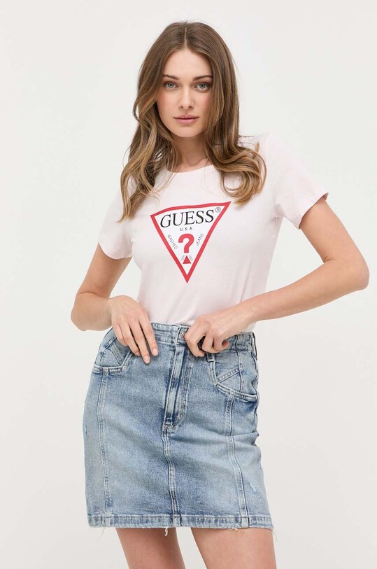 Бавовняна футболка Guess рожевий W1YI1B.I3Z14