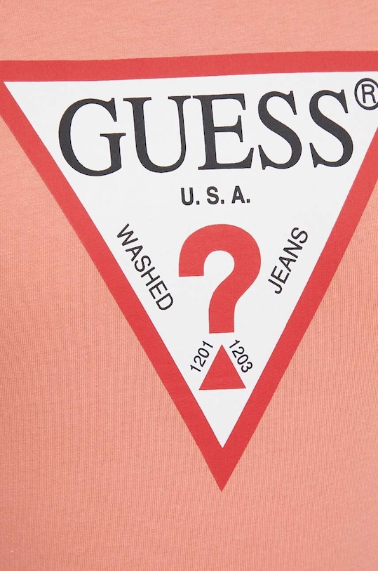 Guess t-shirt bawełniany pomarańczowy W1YI1B.I3Z14