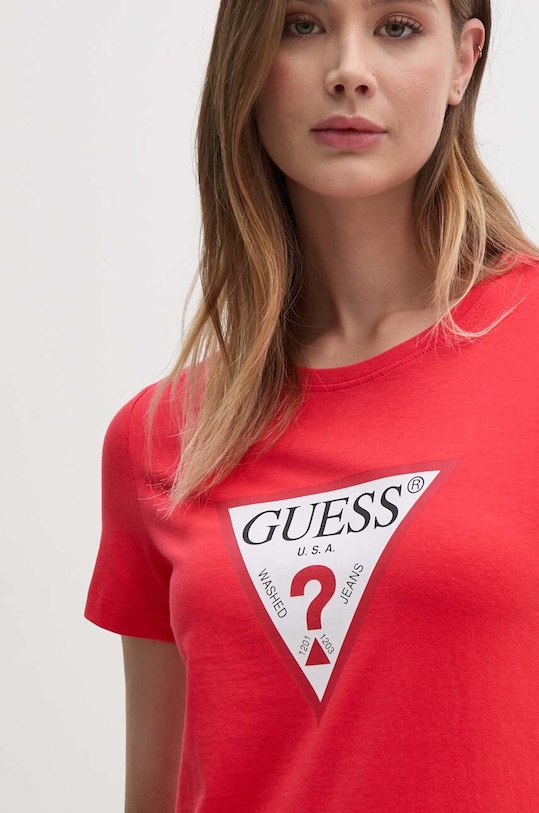 Guess t-shirt bawełniany czerwony W1YI1B.I3Z14