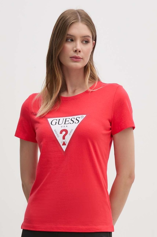 Odzież Guess t-shirt bawełniany W1YI1B.I3Z14 czerwony