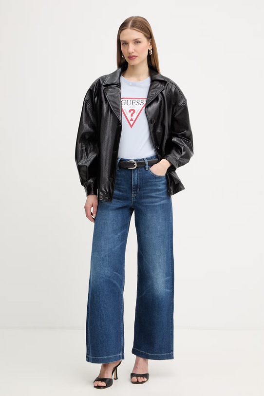 Guess t-shirt bawełniany W1YI1B.I3Z14 niebieski SS26