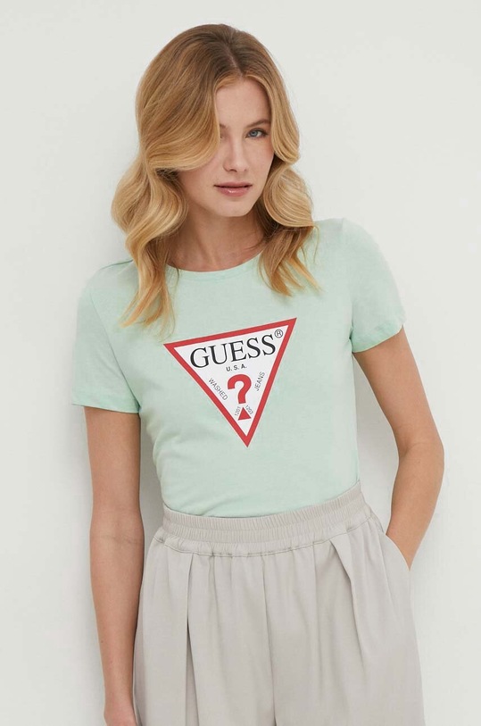 Guess t-shirt bawełniany zielony W1YI1B.I3Z14