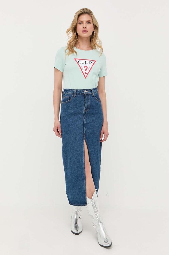 Бавовняна футболка Guess W1YI1B.I3Z14 зелений SS25