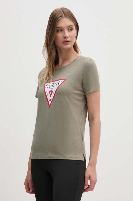 Хлопковая футболка Guess зелёный W1YI1B.I3Z14