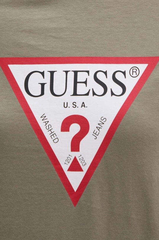 Хлопковая футболка Guess зелёный W1YI1B.I3Z14