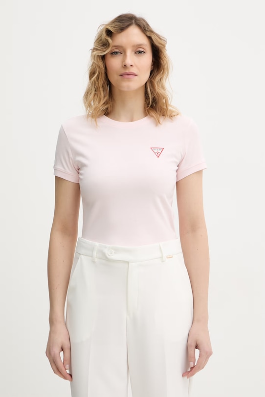 Guess t-shirt elasztánnal rózsaszín W2YI44.J1314