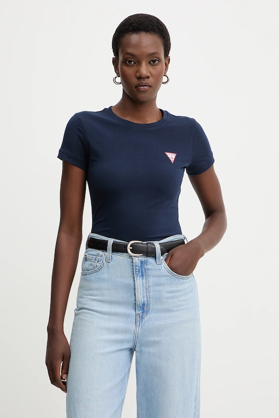 Guess t-shirt z elastanem granatowy W2YI44.J1314