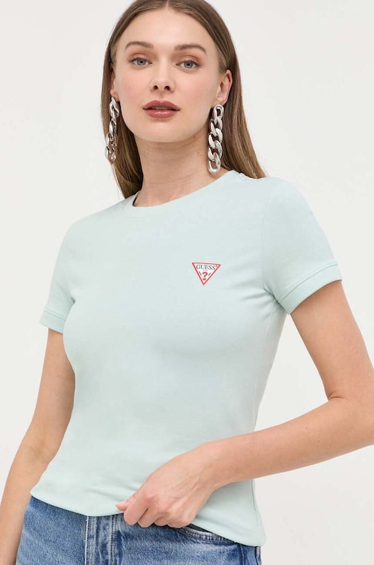 Guess t-shirt pamut zöld W2YI44.J1314