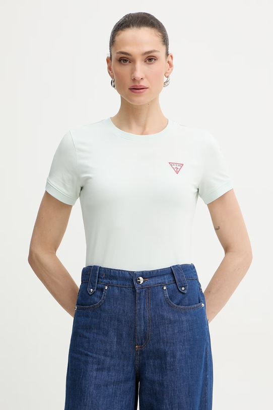 Guess t-shirt z elastanem zielony W2YI44.J1314