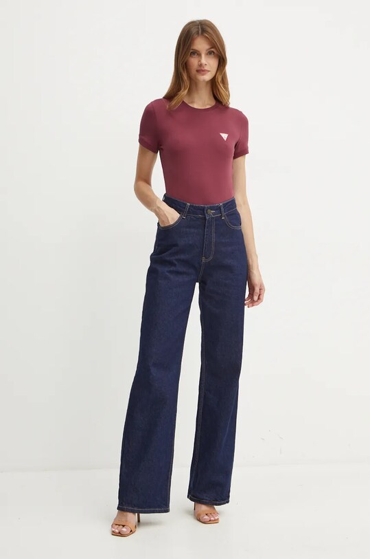 Guess t-shirt W2YI44.J1314 bordowy NC24