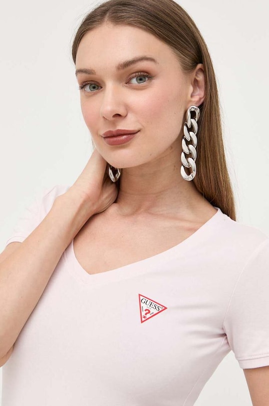 Guess t-shirt elasztánnal rózsaszín W2YI45.J1314