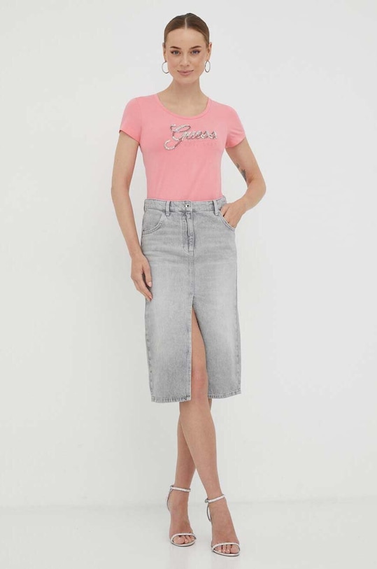 Guess t-shirt regular fioletowy W3YI36.J1314