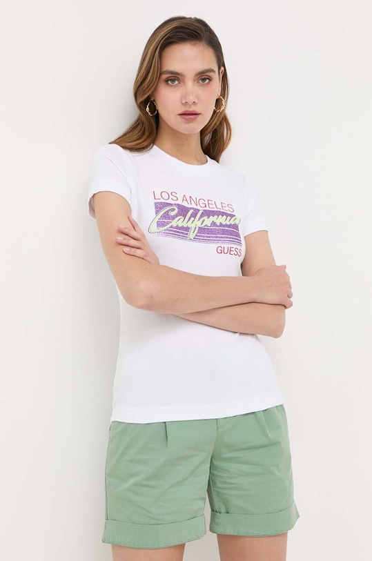 Guess t-shirt z elastanem biały W3YI33.J1314