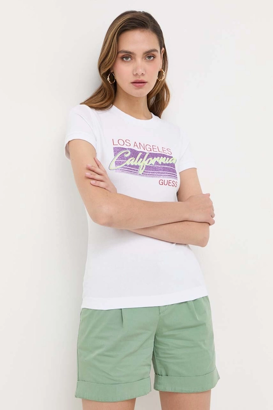 Guess t-shirt z elastanem biały W3YI33.J1314