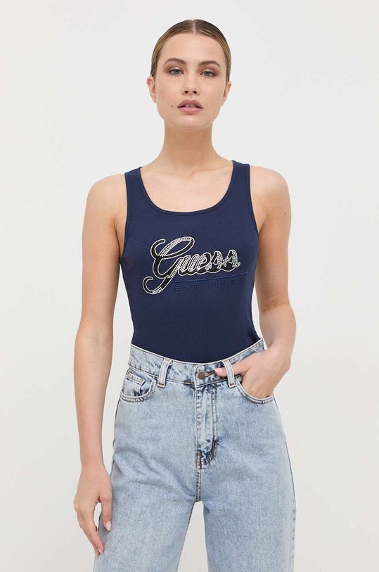 Guess top bawełniany granatowy W3YP10.K1814