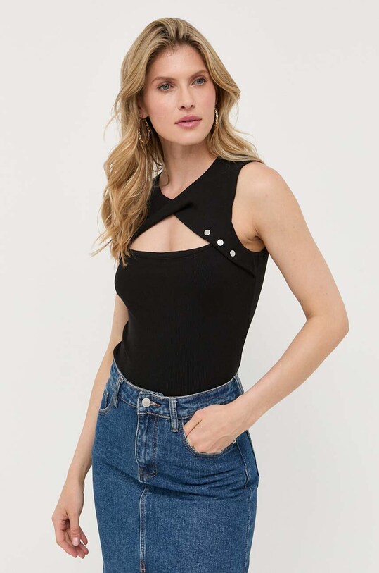Top Guess bez uzorka crna W3YP11.K8RT2
