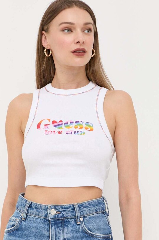 Βαμβακερό Top Guess βαμβάκι λευκό W3YP45.K1811