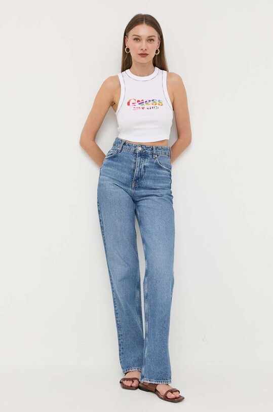 Βαμβακερό Top Guess W3YP45.K1811 λευκό AW23