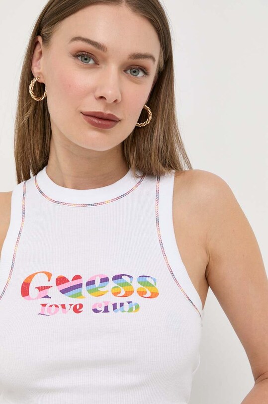 Βαμβακερό Top Guess λευκό W3YP45.K1811