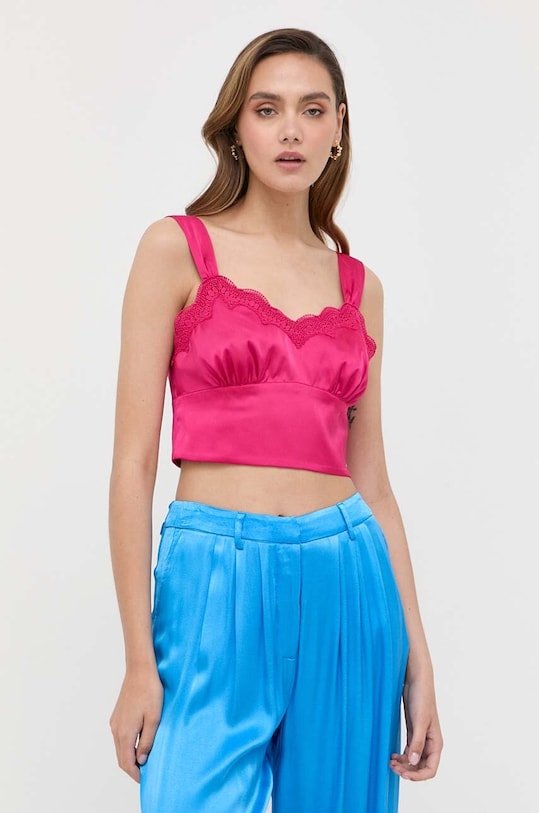 Guess top z elastanem różowy W3YH47.WEFC2