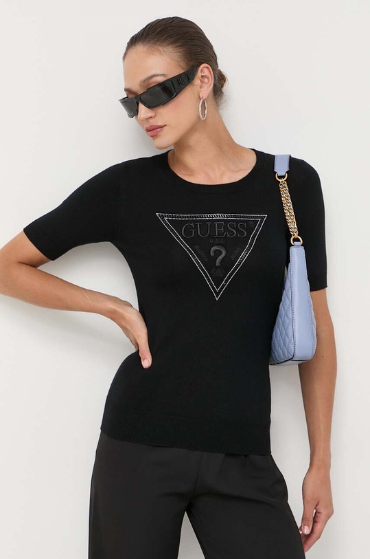 Guess t-shirt elasztánnal fekete W3YR19.Z2NQ2