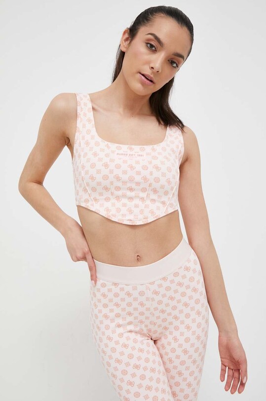 Guess top wzorzyste różowy V3YP01.MC04N