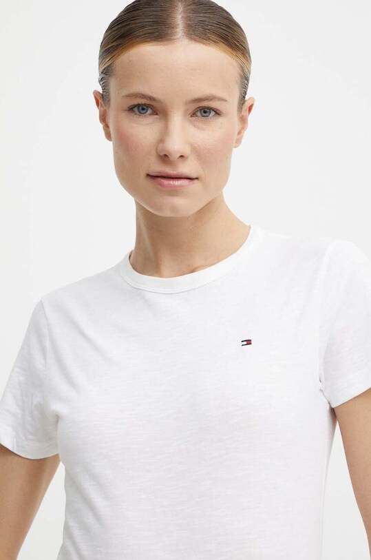 Хлопковая футболка Tommy Hilfiger WW0WW37857 белый SS24