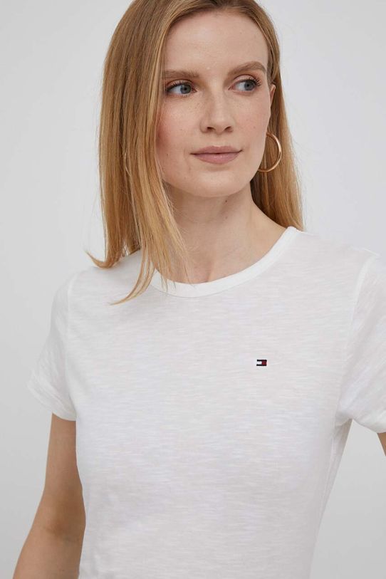 Tommy Hilfiger t-shirt bawełniany beżowy WW0WW37857