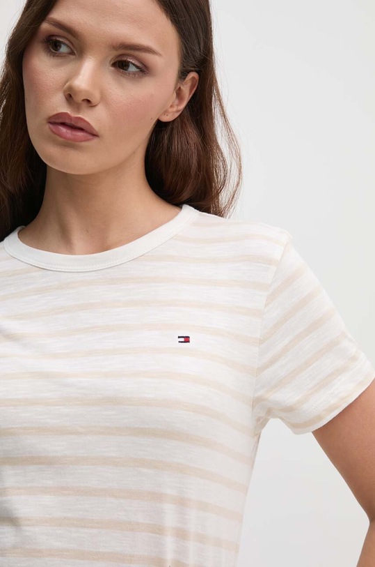 Tommy Hilfiger t-shirt bawełniany beżowy WW0WW37857