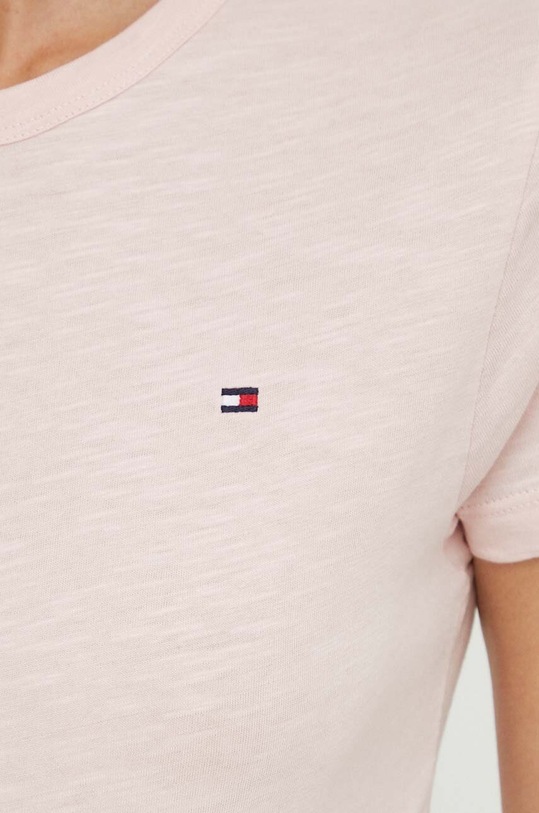 Bavlněné tričko Tommy Hilfiger růžová WW0WW37857