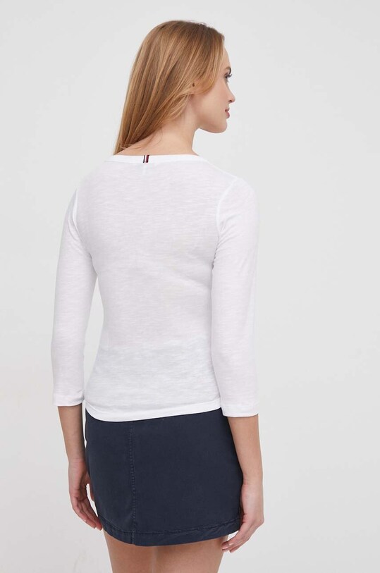 Oblečenie Bavlnené tričko s dlhým rukávom Tommy Hilfiger WW0WW37861 biela