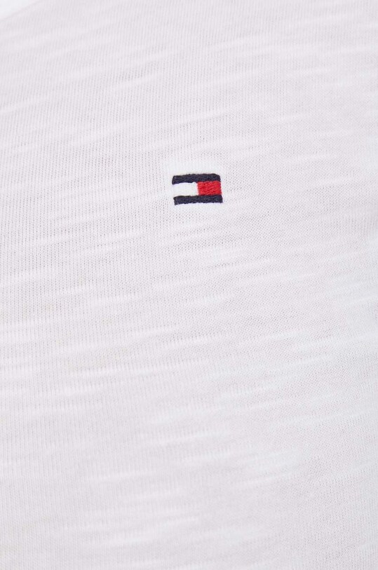 Bavlnené tričko s dlhým rukávom Tommy Hilfiger WW0WW37861 biela