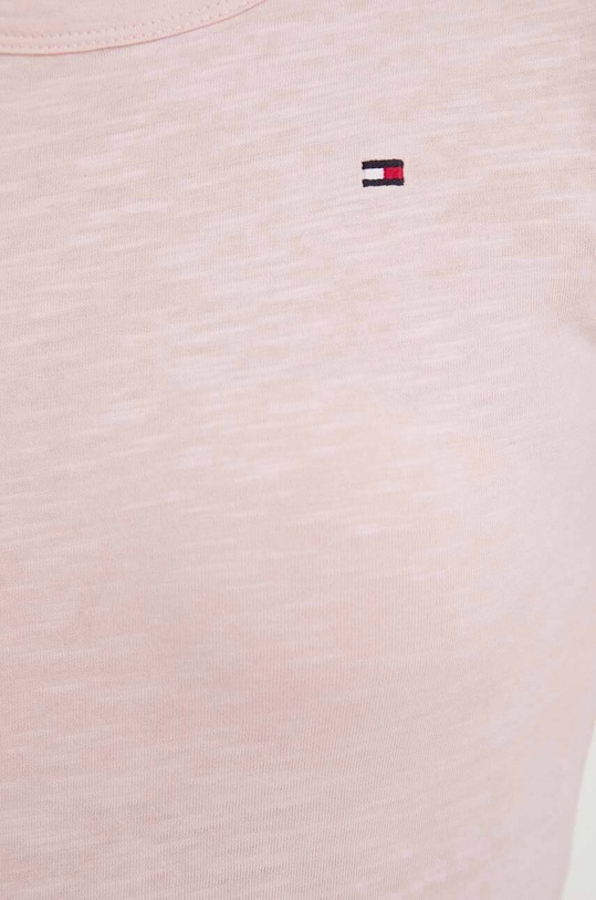 Bavlněné tričko s dlouhým rukávem Tommy Hilfiger WW0WW37861 růžová