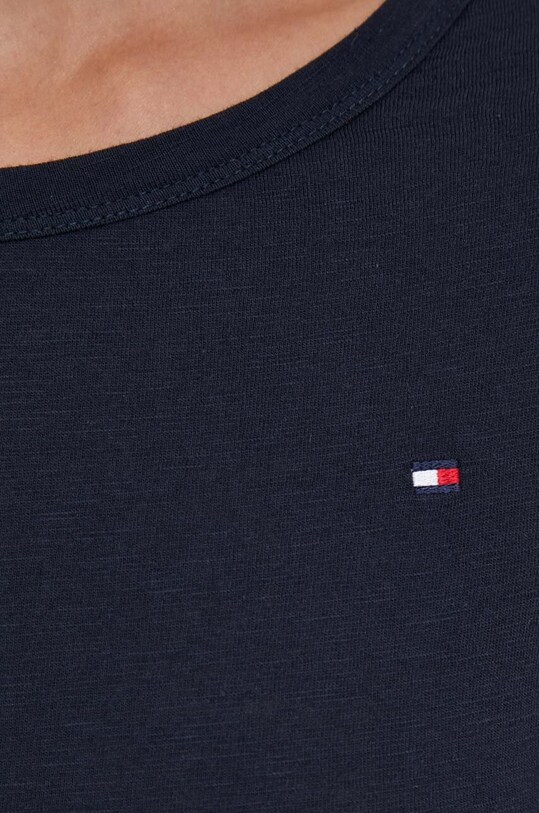 Бавовняний лонгслів Tommy Hilfiger темно-синій WW0WW37861