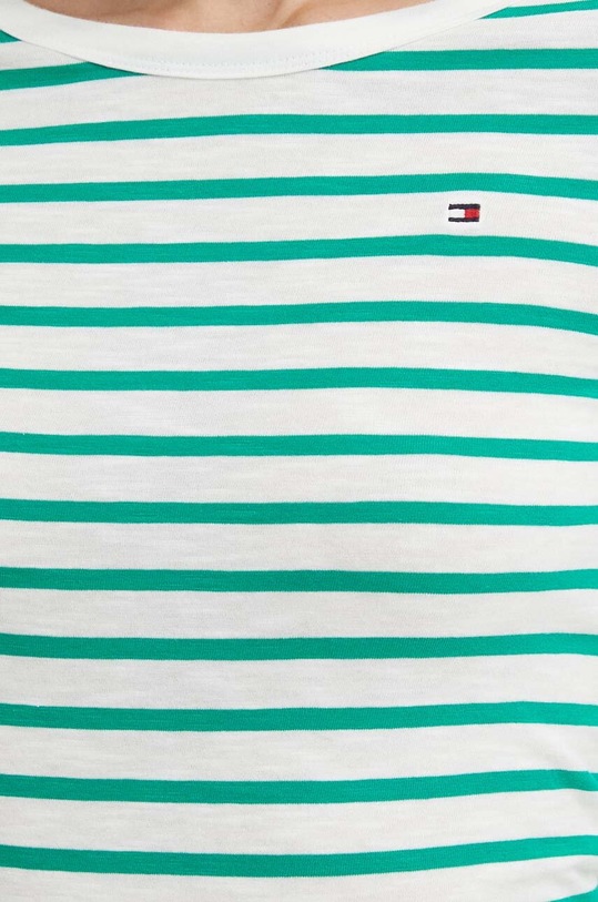 Βαμβακερή μπλούζα με μακριά μανίκια Tommy Hilfiger WW0WW37861 πράσινο