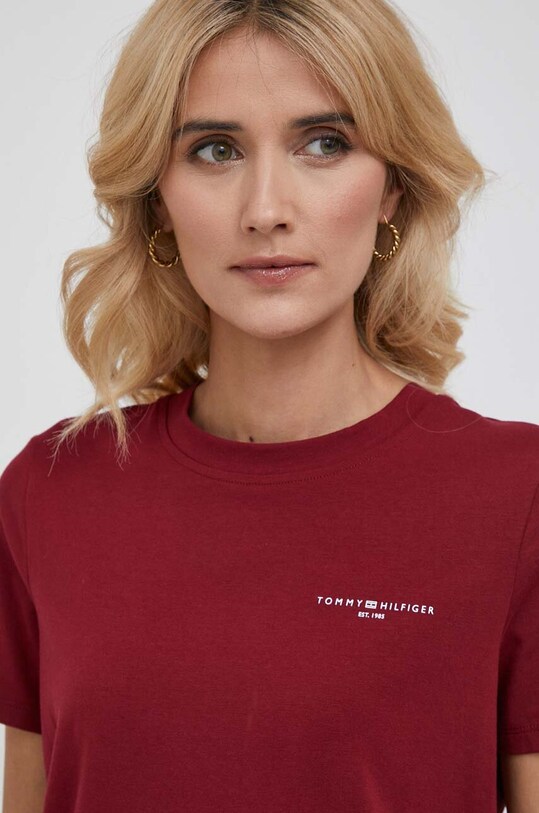 Tričko Tommy Hilfiger burgundské WW0WW37877