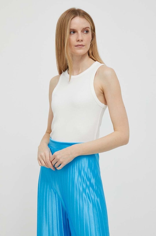 Tommy Hilfiger top z elastanem beżowy WW0WW38635