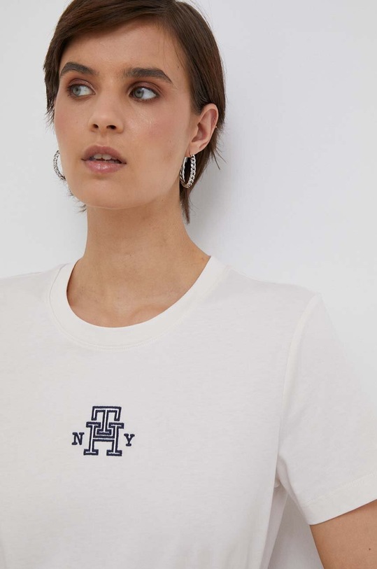 Tommy Hilfiger t-shirt bawełniany beżowy WW0WW38874