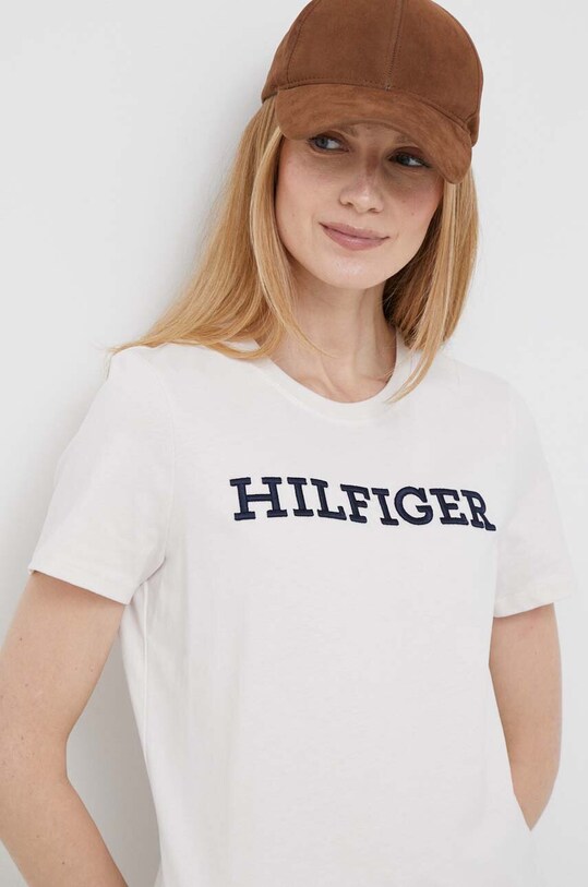 Tommy Hilfiger t-shirt bawełniany regular beżowy WW0WW40057