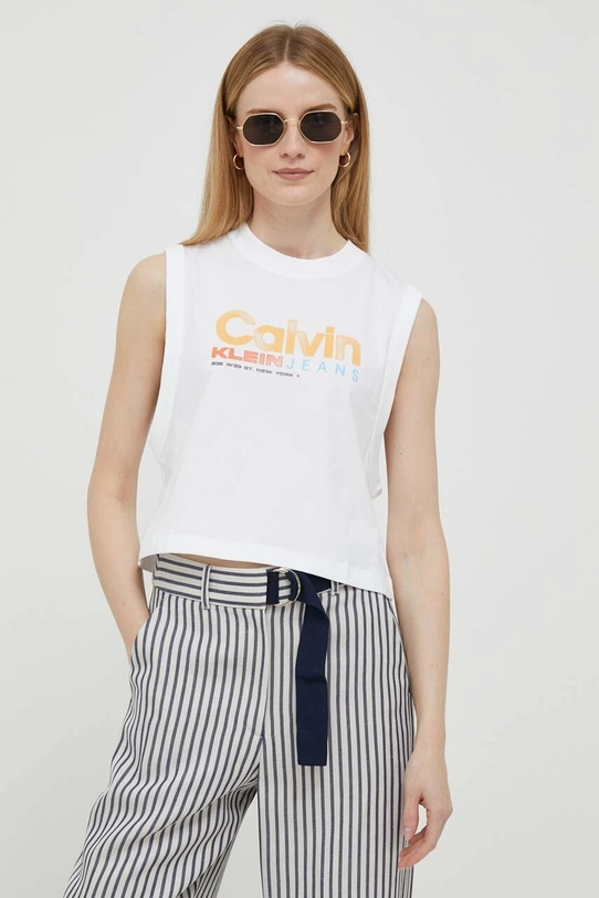 Хлопковый топ Calvin Klein Jeans J20J221359 белый AW23