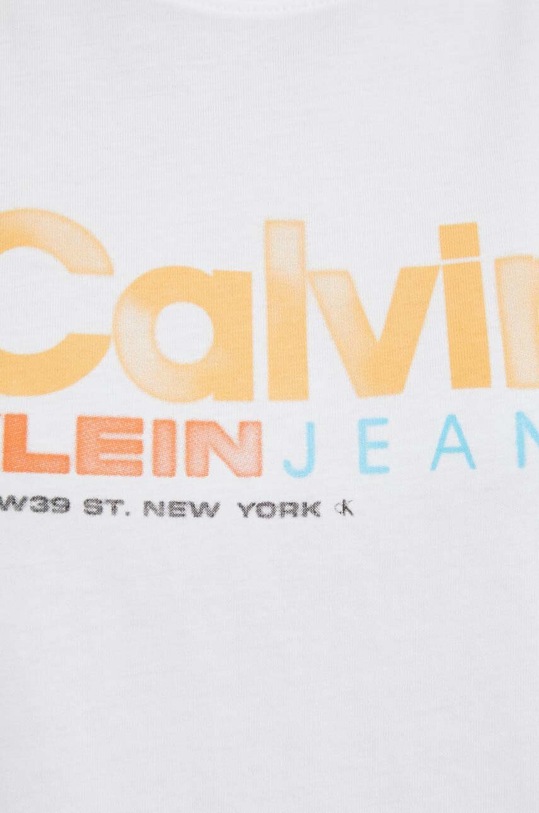 Βαμβακερό Top Calvin Klein Jeans λευκό J20J221359